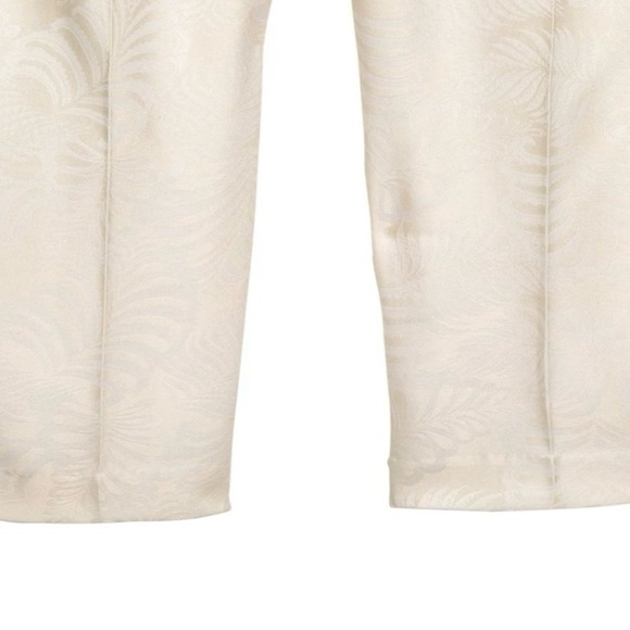 H&M Cream Ankle Length Trousers Pants with Belt & Pockets Size 6 - Picture 2 of 8